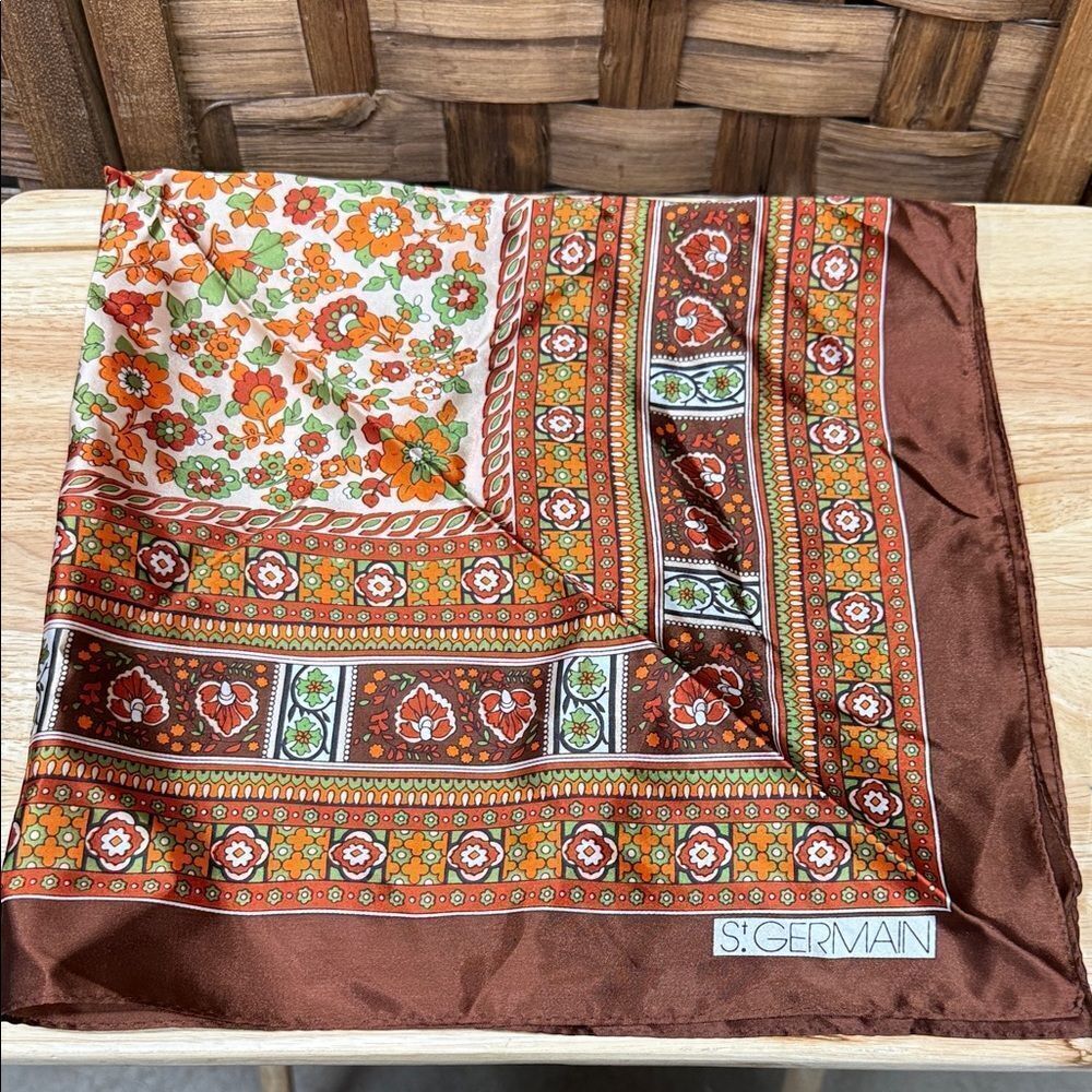 St. Germain Floral and Geometric Silk Scarf